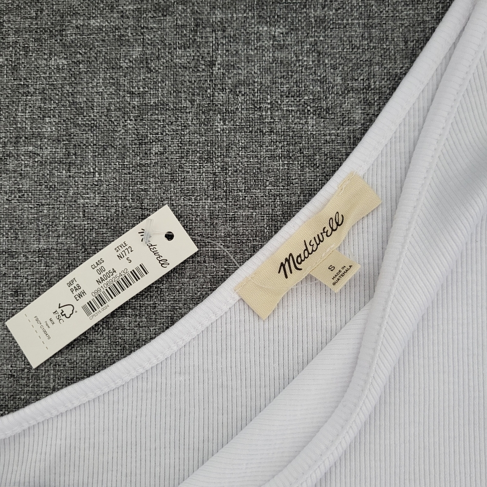 Madewell White One-Shoulder Tank Top - Picture 3 of 8
